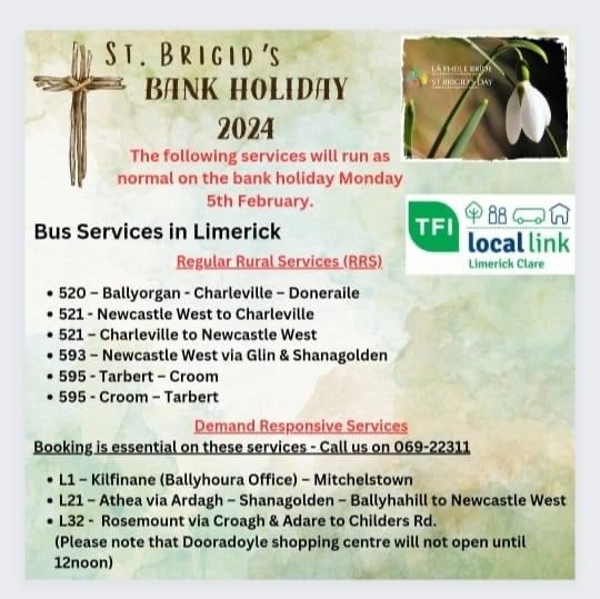 St. Brigid’s Bank Holiday 2024 Limerick Services Local Link Limerick